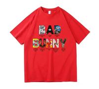 BLAENU Maglietta Bad Rapper Bunny Maglietta A Maniche Corte con Stampa 2D Uomo Donna Top Estivo con Collo Rotondo XXS-4XL-Red||XX_l