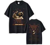 BLAENU Maglietta Chris Brown Breezy Bowl XX Tour T-Shirt Rapper Hip Hop Harajuku Maglietta Girocollo A Maniche Corte Moda Casual Top Estivo XS-3XL-Black||x_s