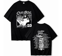 BLAENU Maglietta in Cotone Chris Brown Tour Merch T-Shirt Unisex Moda Maniche Corte Oversize Casual Top Estivo Streetwear XXS-4XL-Black||4X_l