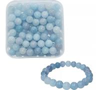 BLAESIFF 8 mm perline per bracciali, 100 pezzi perle pietra naturale rotonde perline semi preziose per la fabbricazione di gioielli, orecchini collana fai da te (pietra preziosa acquamarina)