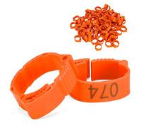 Blaihild 100 Anelli per Cosce di Pollo, Etichette per Piedi di Pollame in Plastica, Dimensioni 20 Mm-24 Mm per l'identificazione e il Monitoraggio degli Uccelli (ORANGE)