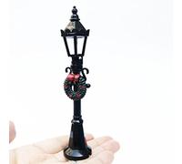 Blaihild Lampione Natalizio in Miniatura, Modello di Lanterna in Plastica per il Percorso del Villaggio di Natale, Lampione Alto 12 Cm con Panca per Decorazioni da Giardino Fatato
