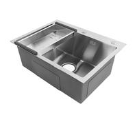 Blaihild Lavello da in Acciaio Inossidabile 304, Vasca Profonda 21 Cm con Cestello di Scarico, Montaggio Superiore, per, Design X Anti Intasamento, a Basso Rumore, Spessore 0,6 Cm, per Campeggio