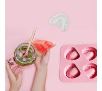 Blaihild Vassoio per Cubetti di Ghiaccio a Forma di Dente Silicone 4 cavità Rosa Stampo per Protesi Divertente per Whisky Cocktail Party Bomboniera Gag Regalo per Studio Dentistico, Bar di Casa a