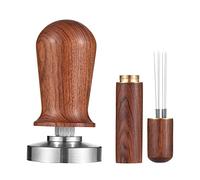 BLAIS Set di pressino e agitatore per espresso da 51 mm Tamper calibrato per caffè con base in acciaio inossidabile 304 piatto caricato a molla Pressa da barista con manico in legno per macchina da ca