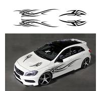 BLAJR Flame Graphic Body Side Car Sticker Flame Racing Sports Car Striped Hood Decal General Vinyl Self-Adhesive Decal Trim Truck SUV Off-Road Vehicle Accessories (Glossy Black 4pcs) (C Black)
