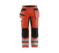Blaklader 155218115599D100 High VIS - Pantaloni da lavoro elasticizzati, colore: Rosso/Nero