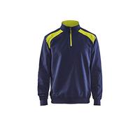 Blaklader 335311588933S - Felpa con mezza zip, 2 colori, blu navy/giallo, taglia S