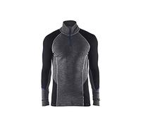 Blaklader 4899173296995XL - Maglietta intima calda con colletto a zip, 100% merino, colore grigio medio/nero, taglia 5XL
