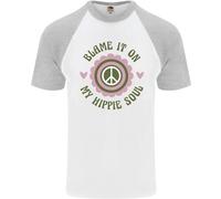 Blame It On My Hippy Soul 60s 70s Fiore Potenza DA UOMO S/S Baseball T-Shirt