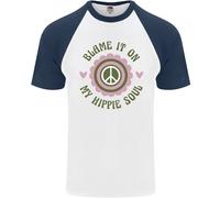 Blame It On My Hippy Soul 60s 70s Fiore Potenza DA UOMO S/S Baseball T-Shirt