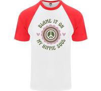 Blame It On My Hippy Soul 60s 70s Fiore Potenza DA UOMO S/S Baseball T-Shirt