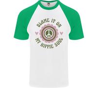 Blame It On My Hippy Soul 60s 70s Fiore Potenza DA UOMO S/S Baseball T-Shirt
