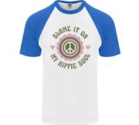 Blame It On My Hippy Soul 60s 70s Fiore Potenza DA UOMO S/S Baseball T-Shirt
