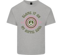 Blame It On My Hippy Soul 60S 70S Flower Power Uomo Cotton T-Shirt Tee Top