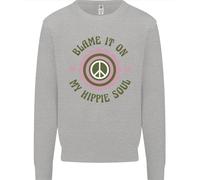 Blame It On My Hippy Soul 60S 70S Flower Power Uomo Sweatshirt Jumper