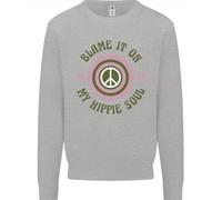 Blame It On My Hippy Soul 60S 70S Flower Power Uomo Sweatshirt Jumper