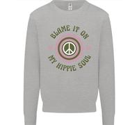 Blame It On My Hippy Soul 60S 70S Flower Power Uomo Sweatshirt Jumper
