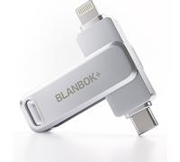 BLANBOK+ MFi Certificazione 512GB Chiavetta USB per iPhone, MFi Certified, Chiavetta USB 3-in-1 Lightning e Type-C con adattatore USB 3.0 Memoria esterna per iPhone, telefono, Android, PC/Pad