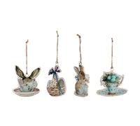 Blanc Mariclò Coniglietto decoro da appendere, addobbo pasquale in metallo "CORELLI COLLECTION" 6x9 cm 4 varianti UOVA