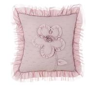 Blanc Mariclò' Copricuscino arredo con Gala e Fiore Ricamato Rosa 40x40 cm