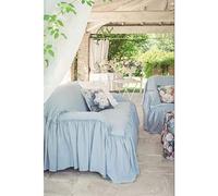 Blanc Mariclò’ Copridivano Copritutto con Gala Celeste Shabby Chic 160x280+40 cm