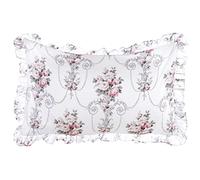 Blanc Mariclò Copriguanciale con gala, set di 2 pezzi, bianco a fiori