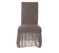 Blanc Mariclò Coprisedia Stretch Tessuto Estasticizzato, Fodera Sedia Cucina Rifinito con Balza Stile Shabby Chic (Tortora)