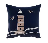 Blanc Mariclo Cuscino arredo Decorativo in Cotone Blu con Ricamo, Tema Mare Tampa 45x45 cm