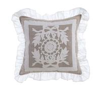 Blanc Mariclo Cuscino arredo in misto lino beige Dentelle 50x50 cm