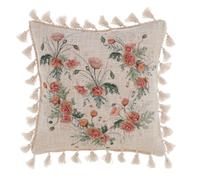 Blanc Mariclò Cuscino arredo stampato e ricamato, 30x30 cm, Coquelicot, 100% cotone