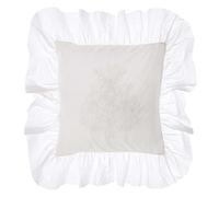 Blanc Mariclò Cuscino Bianco con Gala White Diamond 100% Cotone Shabby 40×40 cm