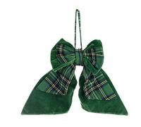 BLANC MARICLO Fiocco decorativo fuoriporta natalizio cotone verde scozzese 25x40