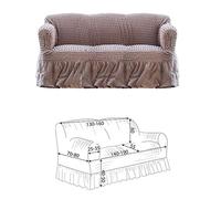 Blanc Mariclò Fodera Copridivano Shabby Chic Due o Tre Posti, Copri Divano Elasticizzato Color Tortora, Stretch (2 Posti)