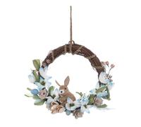 Blanc Mariclo Ghirlanda Pasquale con Coniglio e Fiori da Appendere, fuoriporta Ingresso, Parete, Muro Pomona Shabby Chic 51x15xH45 cm