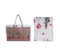 Blanc Mariclò Plaid sherpa natalizio con borsa, 140x170 cm, 400 gsm