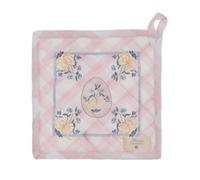 Blanc Mariclò Presina da cucina in cotone rosa con uovo e fiori Shabby chic, Vintage "Pretty Easter" 18x18 cm