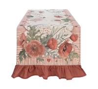 Blanc Mariclo Runner da Tavolo in Cotone Floreale Shabby Chic, Coquelicot 50×180 cm