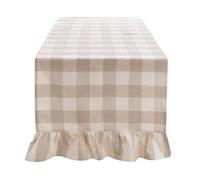 Blanc Mariclò Runner da tavolo in misto cotone con gala "Bolgheri", shabby chic 50x170 cm NATURALE