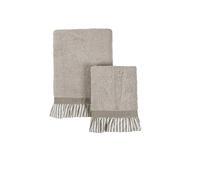 Blanc Mariclo Set 2 asciugamani da bagno in cotone con gala a righe Sogno 40x60/60x110 cm 4 varianti(2 unità) COLORE: BEIGE