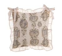 Blanc Mariclo Set 2 copricuscini Sedia Cucina Quadrati in Cotone con Balza Blooming Poetry, Shabby Chic 40x40 cm