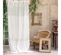 Blanc Mariclo' Set 2 pannelli tenda con decori intagliati avorio 140x290 cm