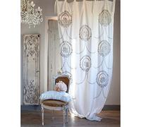 Blanc Mariclò' Set 2 Pannelli Tenda Cotone Bianco con intarsi in Pizzo 140x290cm