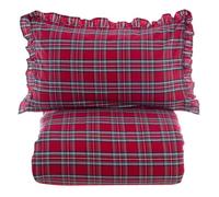 Blanc Mariclo Set Copripiumino Letto Matrimoniale Natalizio + 2 federe Tartan Scozzese Rosso Montana 250x200 cm