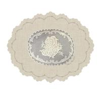 Blanc Mariclò Set due tovagliette ovali in vinile effetto ricamato "Dentelle" Shabby Chic, classico 48x39 cm