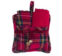 Blanc Mariclò' Set presina + 2 canovacci natalizi cotone rosso scozzese