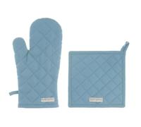 Blanc Mariclò Set Presina da cucina e guanto da forno in cotone azzurro "Infinity" 18x32 cm / 20x20 cm
