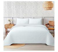 Blanc Mariclò Set Trapunta BIANCA-Bicolore+2copriguanciali 50x80-morbida-linea-Simple Border -Anallergica-eleganza per il tuo riposo-lavabile-Matrimoniale-piazza e mezzo-singola (SINGOLA)