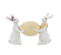 Blanc Mariclo Statuina Decoro Pasquale Conigli con Uovo Contenitore di Pasqua in Resina Festalia, Shabby Chic 28x9.6xH17.7 cm