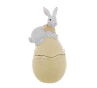 Blanc Mariclo Statuina Decoro Pasquale Coniglio su Uovo di Pasqua in Resina Festalia, Shabby Chic 10x9xH20.3 cm
